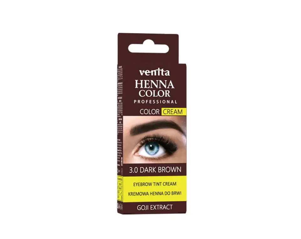 ⁨VENITA Henna Color Kremowa Henna do brwi z ekstraktem z Goji - 3.0 Dark Brown (ciemny brąz) 1op.⁩ w sklepie Wasserman.eu