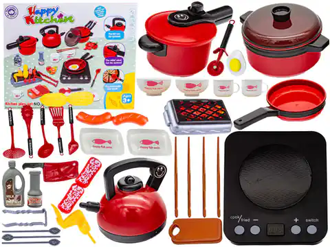 ⁨RED Cooking Kitchen Set, Pot, Kettle, Frying Pan, Accessories⁩ at Wasserman.eu