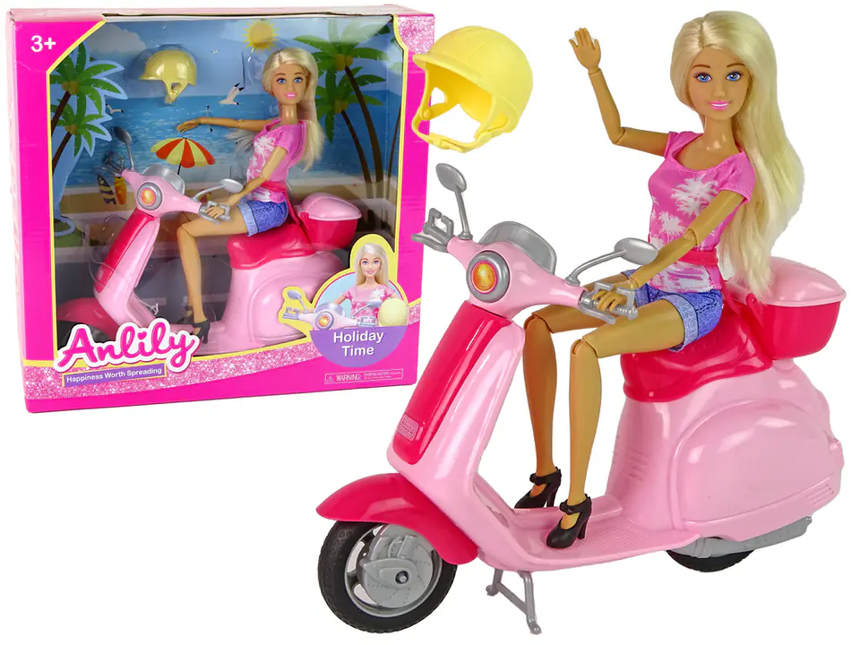 ⁨Lalka Anlily na Różowym Skuterze Blond Włosy Kask⁩ w sklepie Wasserman.eu