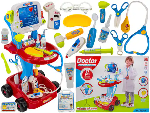⁨Medical trolley with accessories, Doctor's set red⁩ at Wasserman.eu
