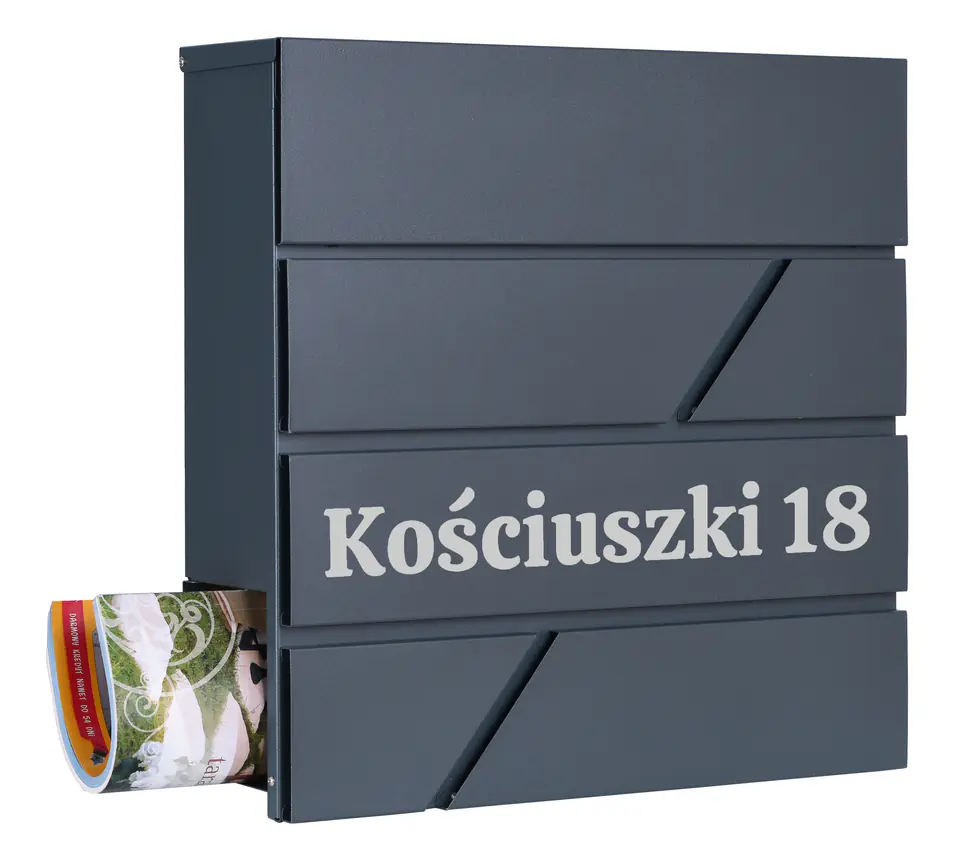 ⁨Skrzynka pocztowa na listy Tove antracyt z napisami⁩ w sklepie Wasserman.eu