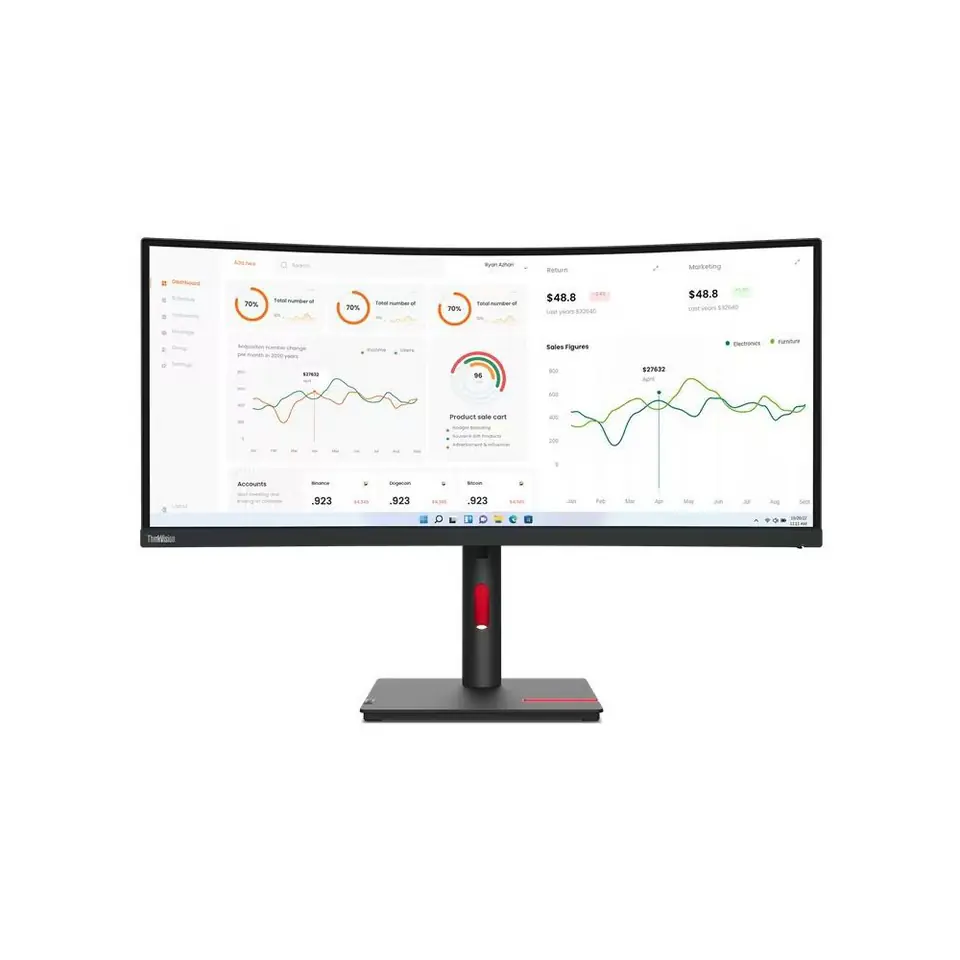 ⁨Monitor LENOVO 34" 3440 x 1440 63D4GAT1EU Czarny⁩ w sklepie Wasserman.eu