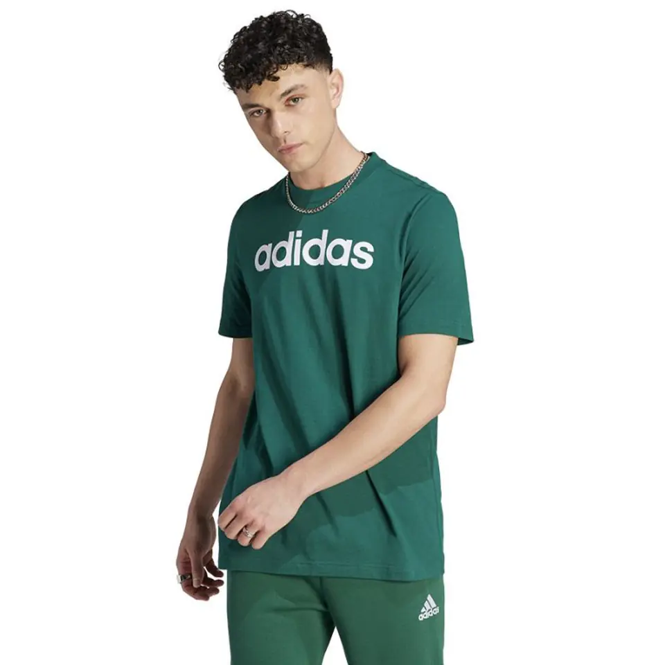 ⁨Koszulka adidas LIN SJ Tee M (kolor Zielony, rozmiar L)⁩ w sklepie Wasserman.eu