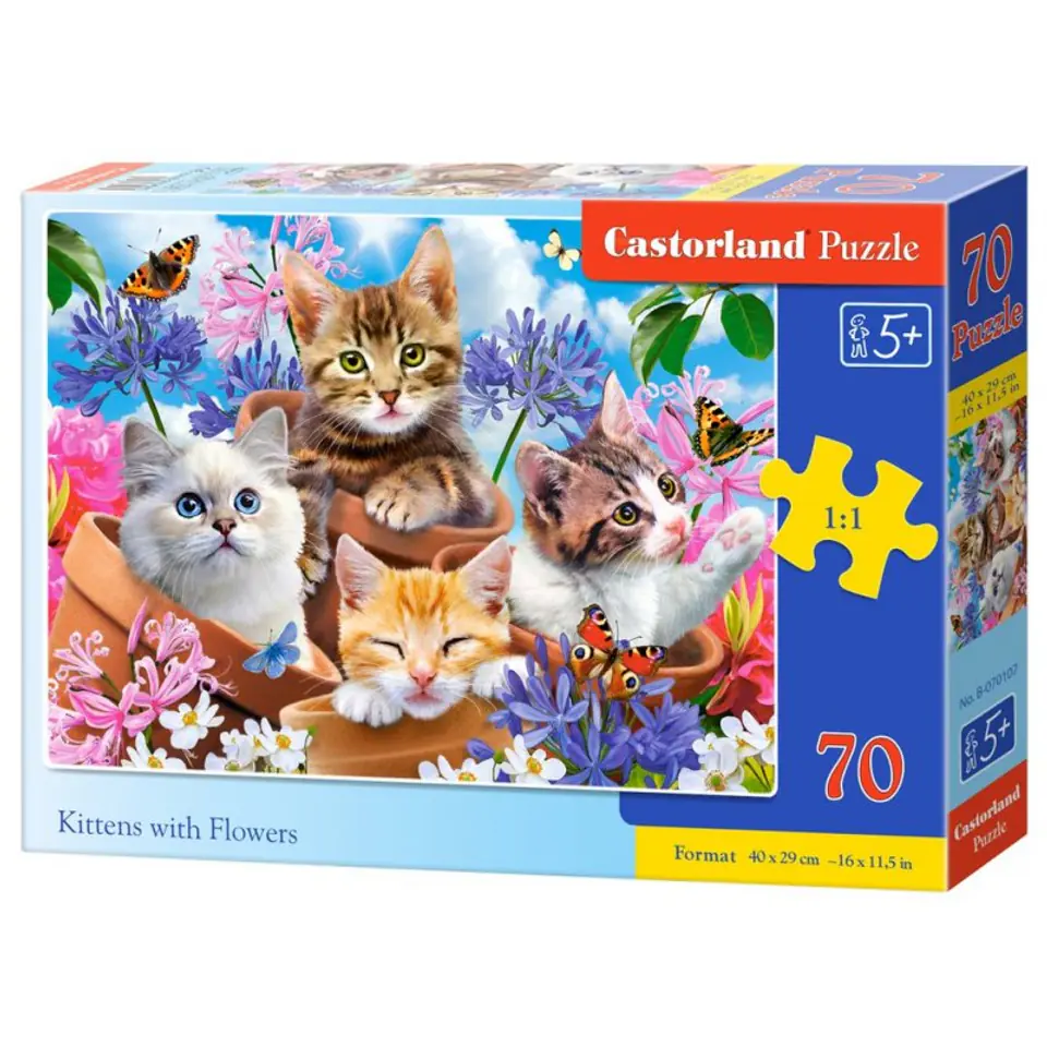 ⁨Puzzle 70 kittens with flowers⁩ w sklepie Wasserman.eu