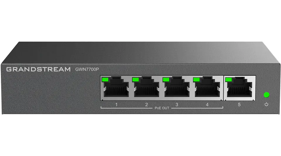 ⁨Switch Grandstream PoE GWN7700P (4x PoE do 1000; 1x do 1000Mpbs)⁩ w sklepie Wasserman.eu