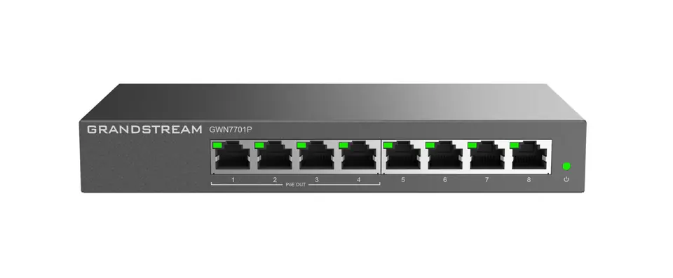 ⁨Switch Grandstream PoE GWN7701P (4x PoE do 1000Mbps; 4x do 1000Mbps)⁩ w sklepie Wasserman.eu