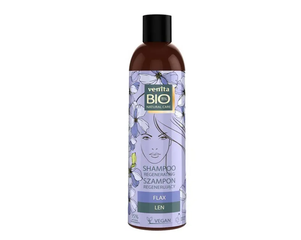 ⁨Venita Bio Len regenerating shampoo with flax extract for damaged and falling out hair with a tendency to greasy 300ml⁩ at Wasserman.eu