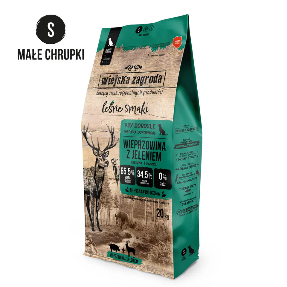 ⁨WIEJSKA ZAGRODA Pork with Venison S – dry dog food – 20kg⁩ at Wasserman.eu