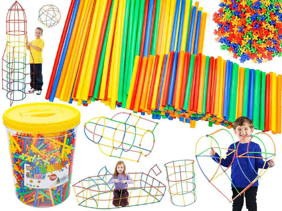 ⁨Construction Straws, Blocks, Sticks approx. 1000 Pieces Bucket⁩ at Wasserman.eu