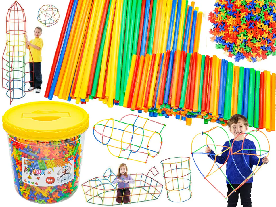 ⁨Construction Straws, Blocks, Sticks approx. 900 Pieces Bucket⁩ at Wasserman.eu