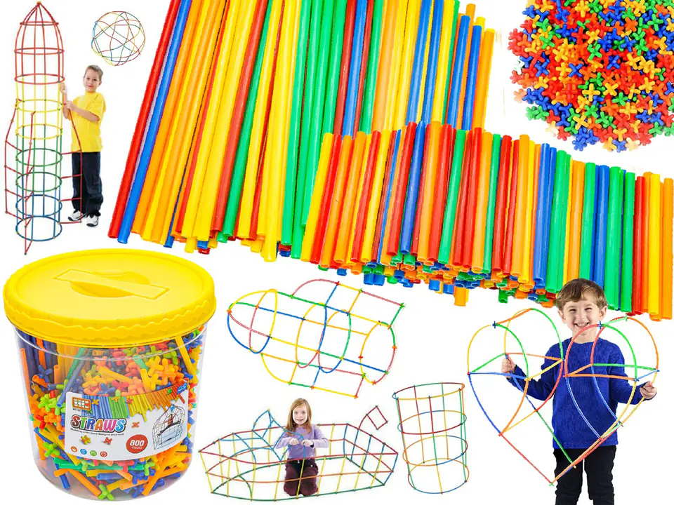 ⁨Construction Straws, Blocks, Sticks approx. 800 Pieces Bucket⁩ at Wasserman.eu