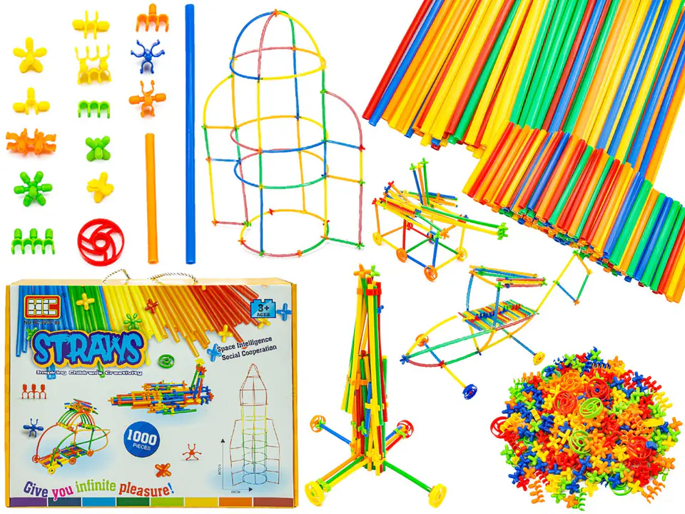 ⁨Słomki Konstrukcyjne, Klocki Edukacyjne, Patyczki 1000 Elementów⁩ w sklepie Wasserman.eu