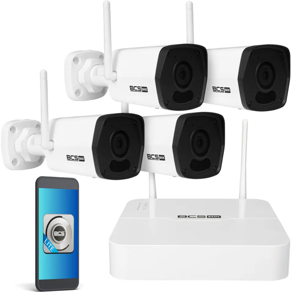 ⁨Zestaw monitoringu 4 kamery wifi BCS-B-KITW(2.0)⁩ w sklepie Wasserman.eu
