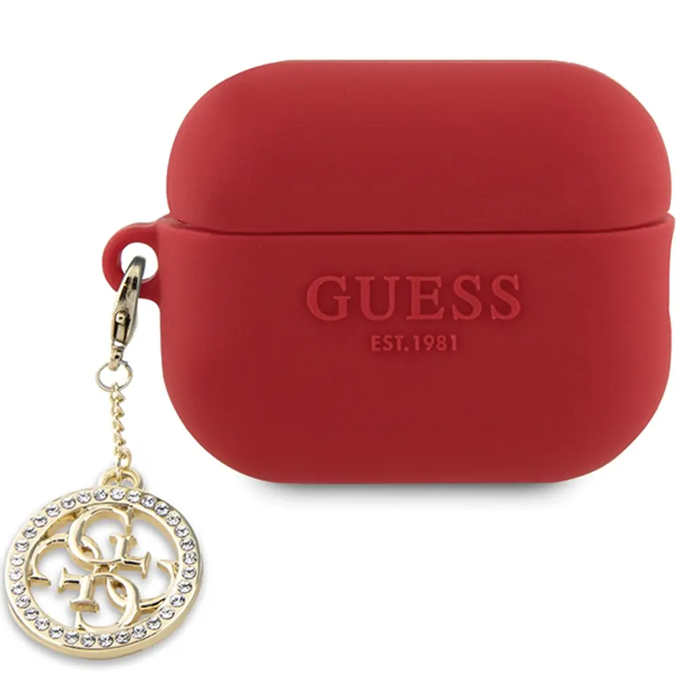 ⁨Guess GUAP23DSLGHDF AirPods Pro 2 cover czerwony/fuschia 3D Rubber 4G Diamond Charm⁩ w sklepie Wasserman.eu