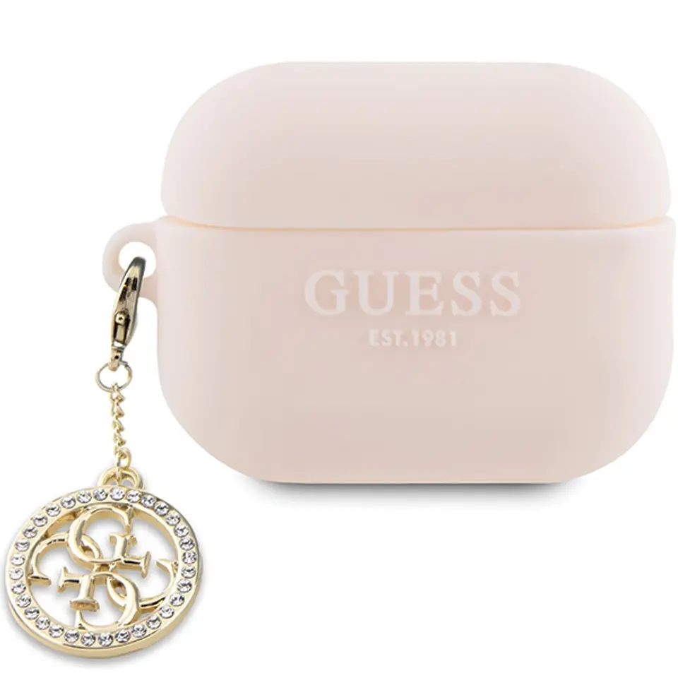 ⁨Guess GUAP23DSLGHDP AirPods Pro 2 cover różowy/pink 3D Rubber 4G Diamond Charm⁩ w sklepie Wasserman.eu