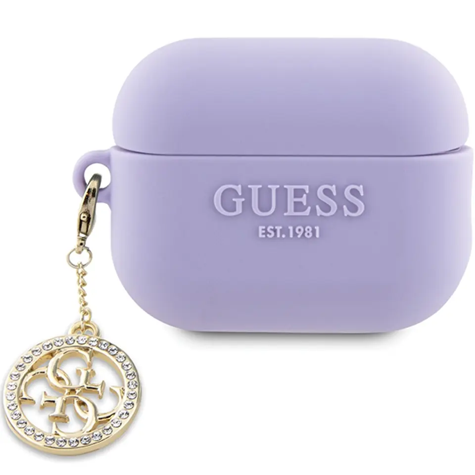 ⁨Guess GUAP23DSLGHDU AirPods Pro 2 cover purpurowy/purple 3D Rubber 4G Diamond Charm⁩ w sklepie Wasserman.eu