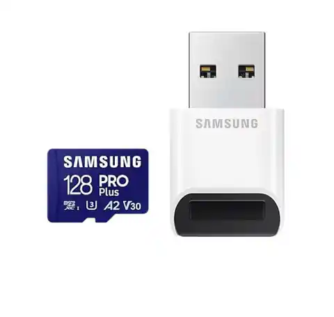 ⁨SAMSUNG 128GB, PRO Plus MicroSD Card with SD Adapter, Blue Samsung⁩ at Wasserman.eu