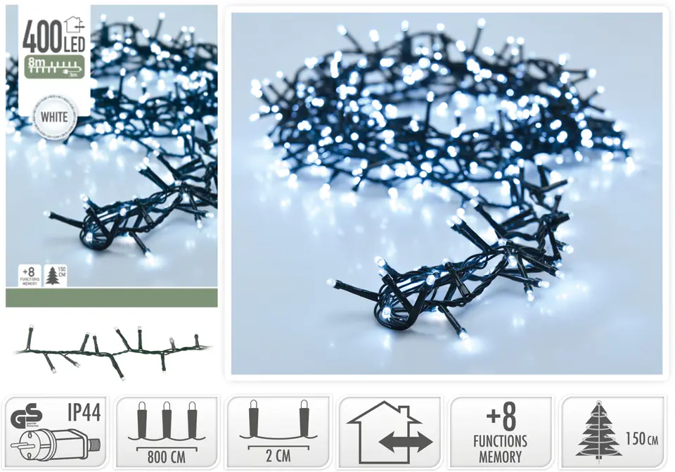 ⁨ŁAŃCUCH LED 400L BIAŁY 8M +8funkcji⁩ w sklepie Wasserman.eu