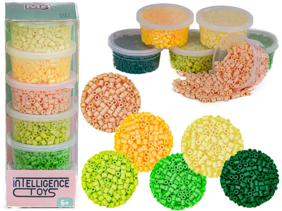 ⁨Ironing beads 3000pcs, ironed, ironed, 6 colors, stock - SHADES OF YELLOW AND GREEN⁩ at Wasserman.eu