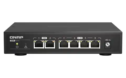 ⁨QNAP QSW-2104-2T network switch Unmanaged 2.5G Ethernet (100/1000/2500) Black⁩ at Wasserman.eu