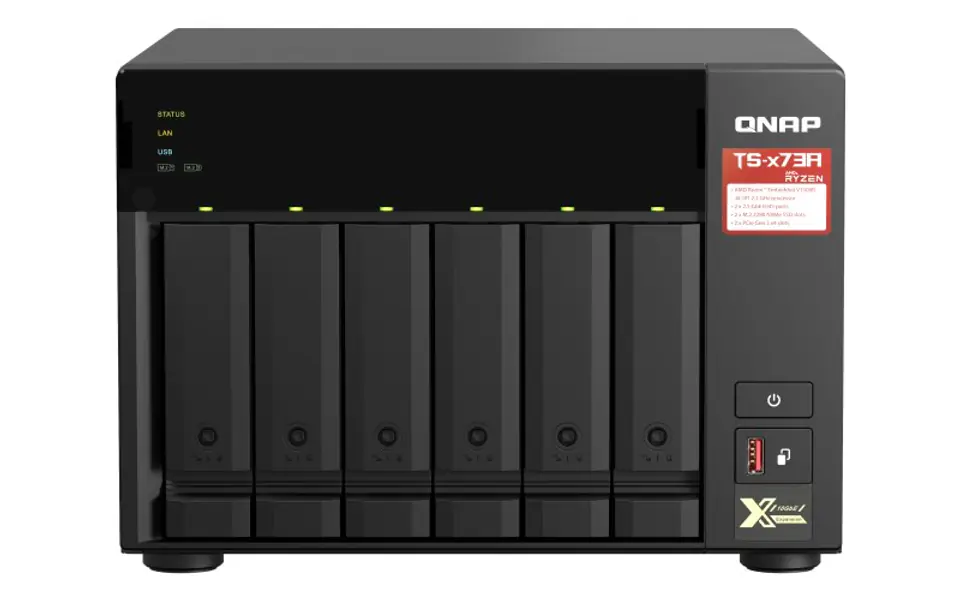 ⁨QNAP TS-673A NAS Tower Ethernet LAN Black V1500B⁩ at Wasserman.eu