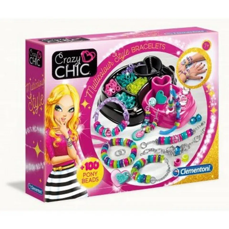 ⁨Zestaw Kreatywny Crazy Chic Kolorowe Bransoletki CLEMENTONI 78415⁩ w sklepie Wasserman.eu