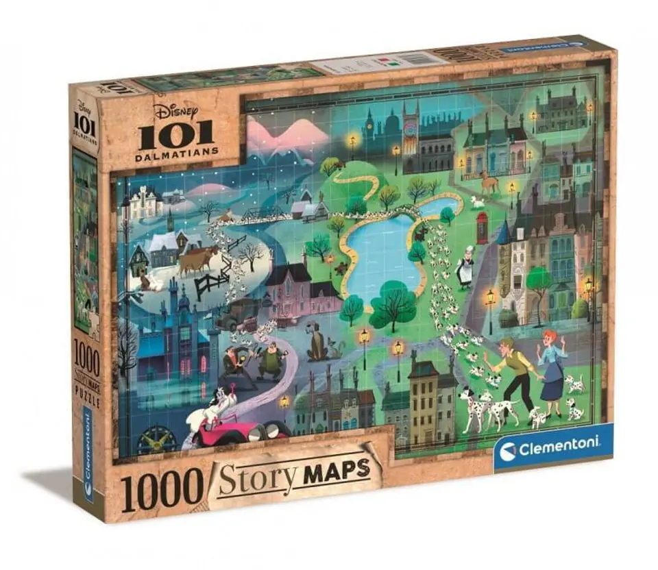 ⁨Puzzle 1000 elementów Maps 101 Dalmatyńczyków CLEMENTONI 39665⁩ w sklepie Wasserman.eu