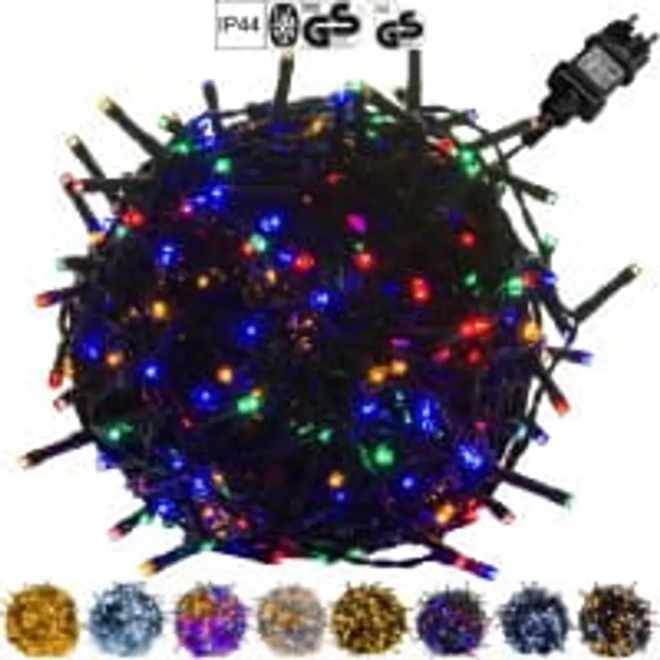 ⁨Christmas Lights 100 LED 10m Colorful IP44 Mains⁩ at Wasserman.eu