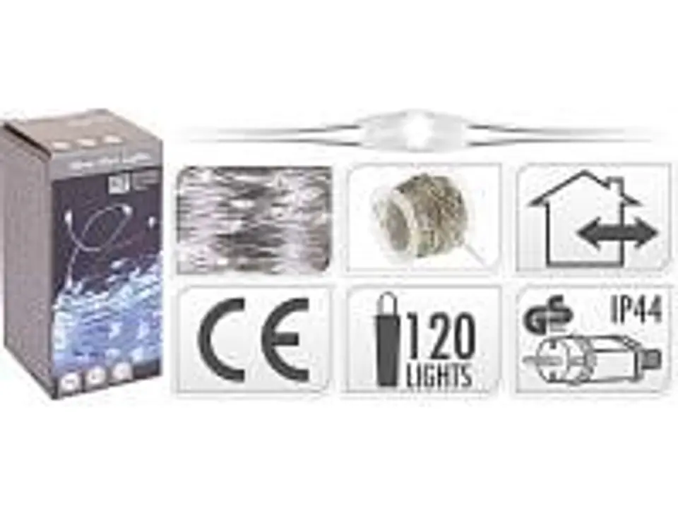 ⁨Wire lights 240 LED cold white 23.9m MAINS power supply IP44⁩ at Wasserman.eu