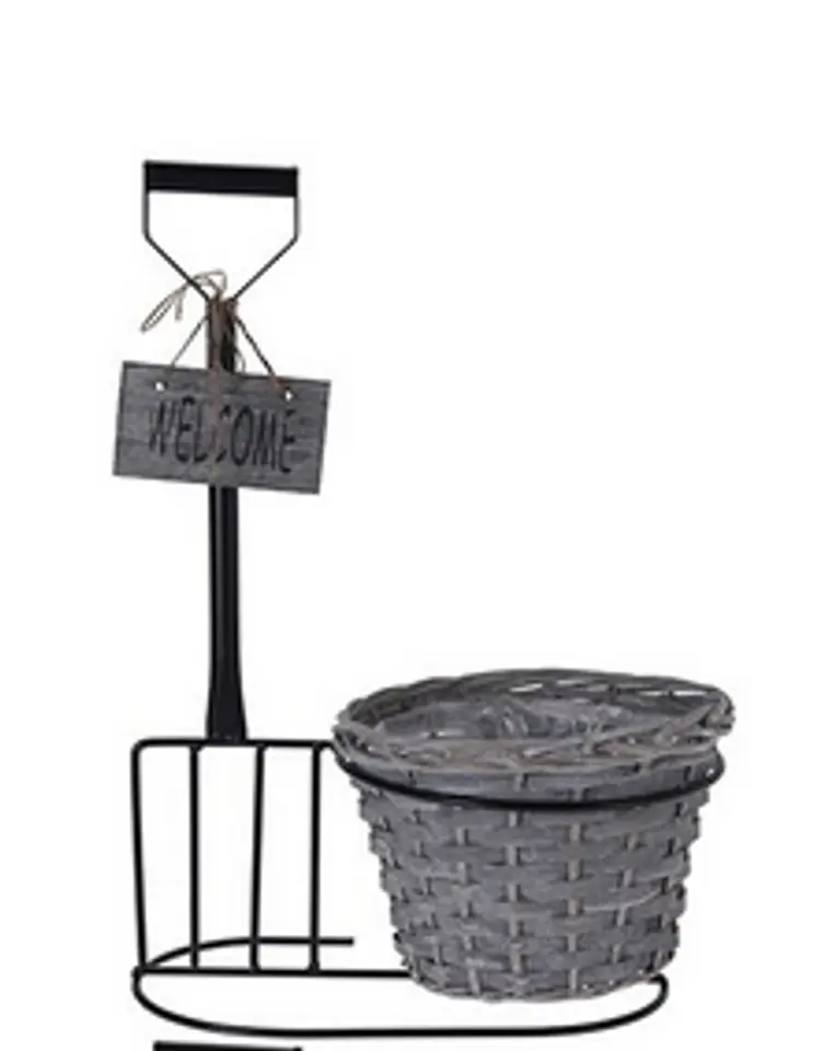 ⁨Pot stand Garden flowerbed with gray basket balcony Forks 22x33x46 cm⁩ at Wasserman.eu