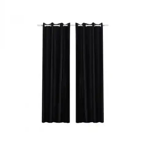⁨Blackout curtain in black with grommets 145x245cm 2 pieces⁩ at Wasserman.eu