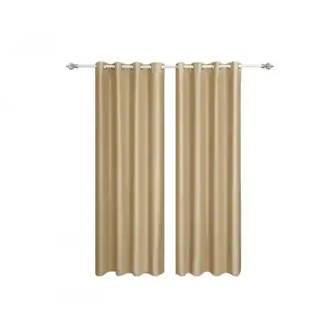 ⁨Blackout curtain in beige color with grommets 145x245cm 2 pieces⁩ at Wasserman.eu