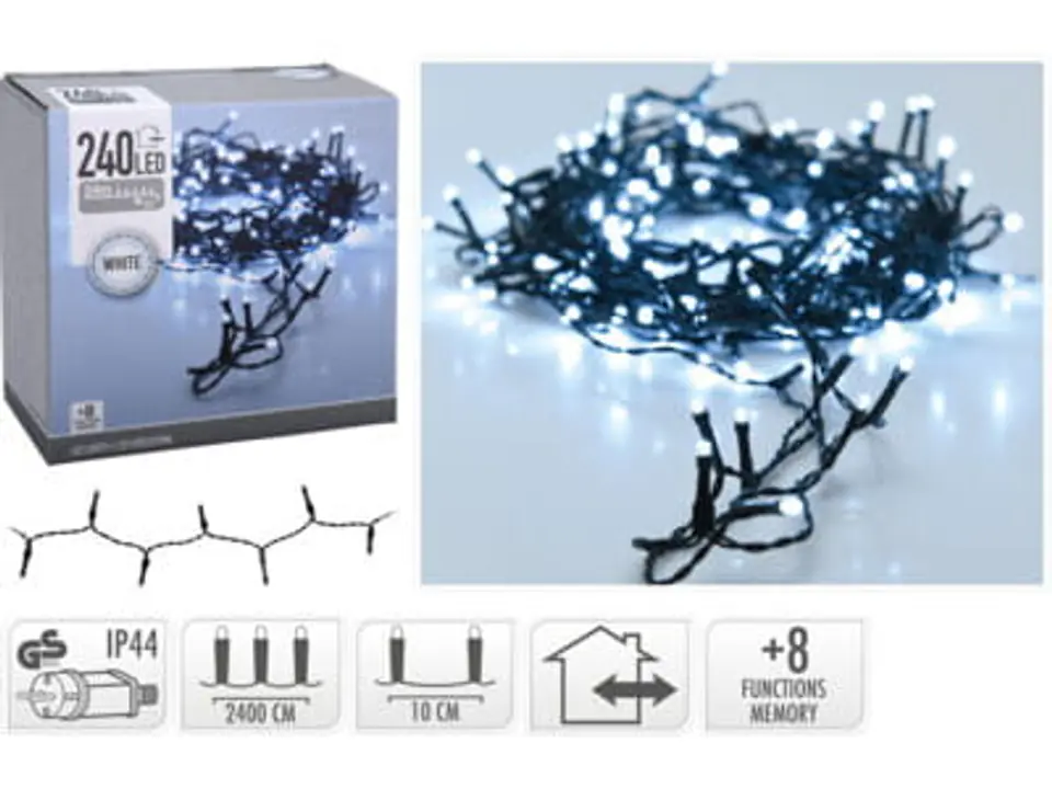 ⁨Lampki choinkowe 240 LED zimne białe wewnętrzne i zewnętrzne lampki dekoracyjne⁩ w sklepie Wasserman.eu