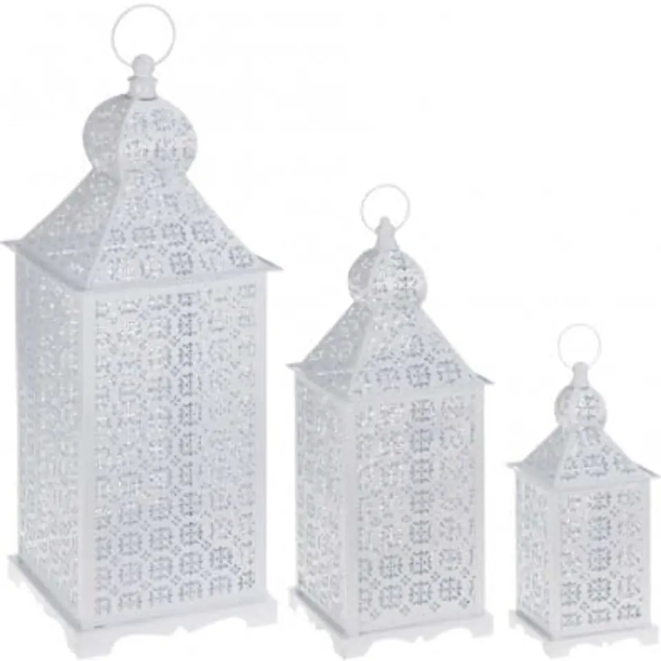 ⁨Set of metal lanterns ProGarden 3-piece white.⁩ at Wasserman.eu