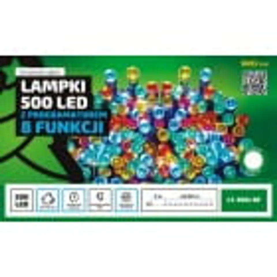 ⁨Lampki 500 LED multi kolor 50 m timer i programator IP44⁩ w sklepie Wasserman.eu