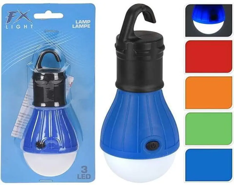 ⁨Tent pendant lamp 3 led for batteries 6x6x12cm mix colors⁩ at Wasserman.eu