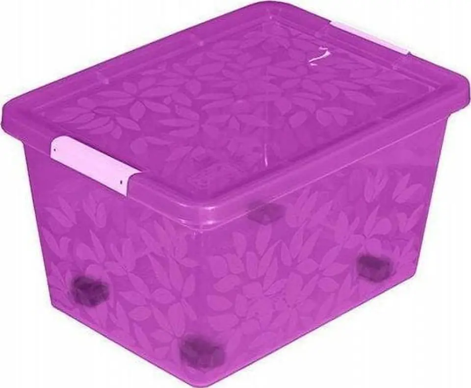 ⁨Container organizer with lid Jasmine 55l on wheels mix colors⁩ at Wasserman.eu