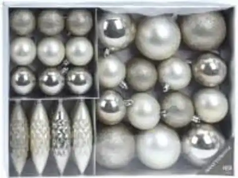 ⁨Zestaw dekoracji choinkowych 31 elementów w odcieniach bieli⁩ w sklepie Wasserman.eu