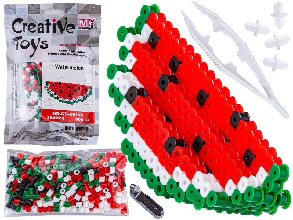 ⁨Ironing beads 3D version, Template: watermelon fruit, sachet, ironed⁩ at Wasserman.eu