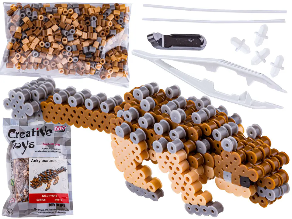 ⁨Ironing beads 3D version, ankylosaur, dinosaur, sachet, ironing⁩ at Wasserman.eu
