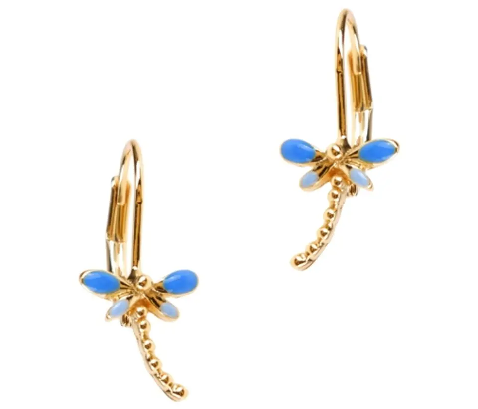 ⁨Blue dragonfly earrings (P13274AU-E206)⁩ at Wasserman.eu