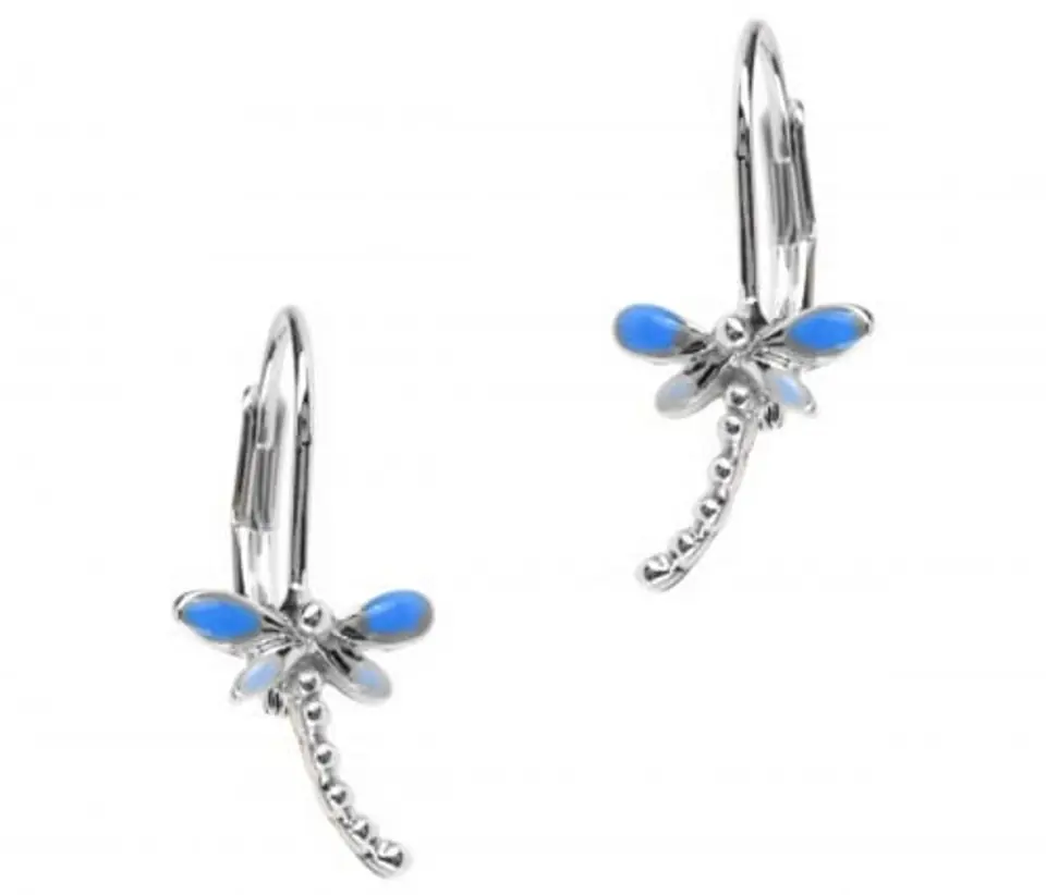 ⁨Blue dragonfly earrings (P13274AG-E206)⁩ at Wasserman.eu