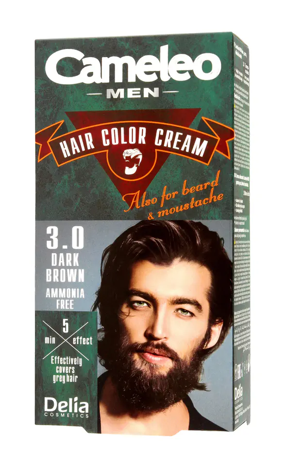 ⁨Delia Cosmetics Cameleo Men Coloring cream for hair, beard and mustache No. 3.0 dark brown 1op.⁩ at Wasserman.eu