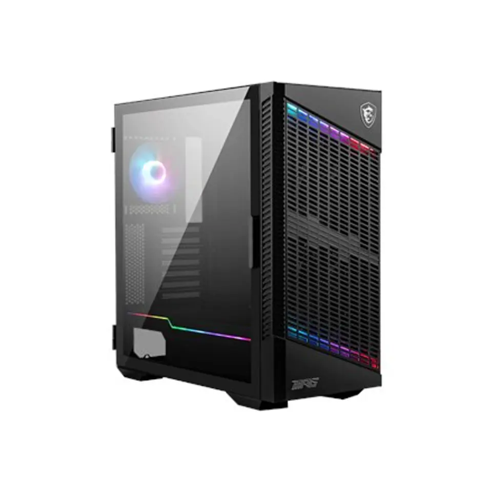 ⁨MSI MPG VELOX 100P AIRFLOW Mid Tower Gaming Computer Case 'Black, 3x 120mm Fan + 1x 120mm ARGB Fan, ARGB light strip, USB Type-C, 1x Tempered Glass, Center, E-ATX, ATX, mATX, mini-ITX'⁩ at Wasserman.eu