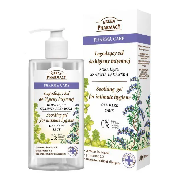 ⁨Green Pharmacy Pharma Care Żel do higieny intymnej łagodzący Kora Dębu-Szałwia 300ml⁩ w sklepie Wasserman.eu