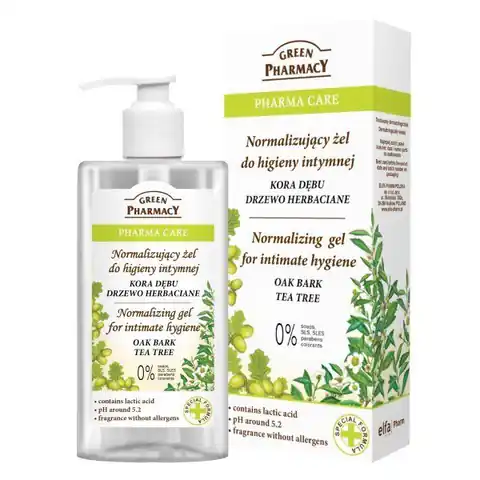 ⁨Green Pharmacy Pharma Care Żel do higieny intymnej normalizujący Kora Dębu-Drzewo herbaciane 300ml⁩ w sklepie Wasserman.eu