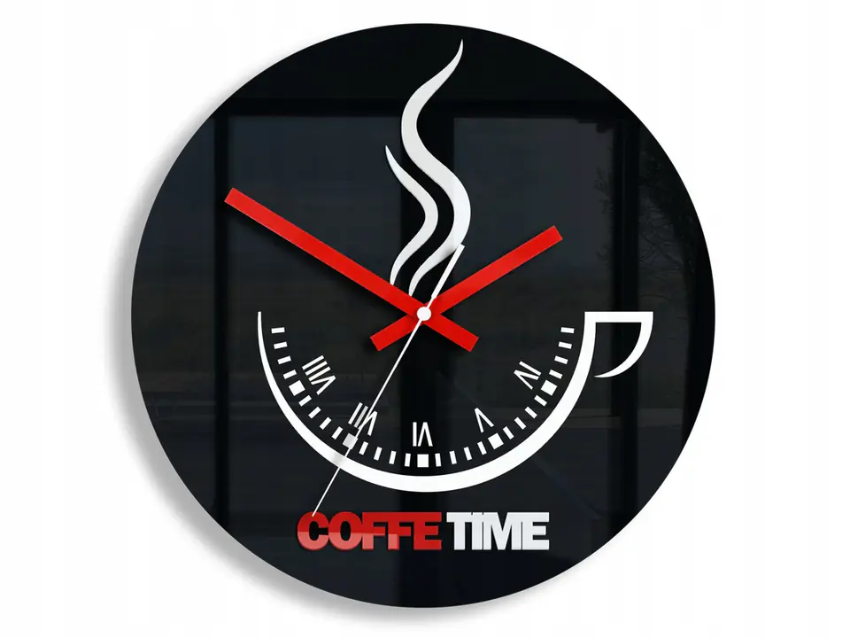 ZEGAR ŚCIENNY COFFEE TIME II BLACK w sklepie Wasserman.eu