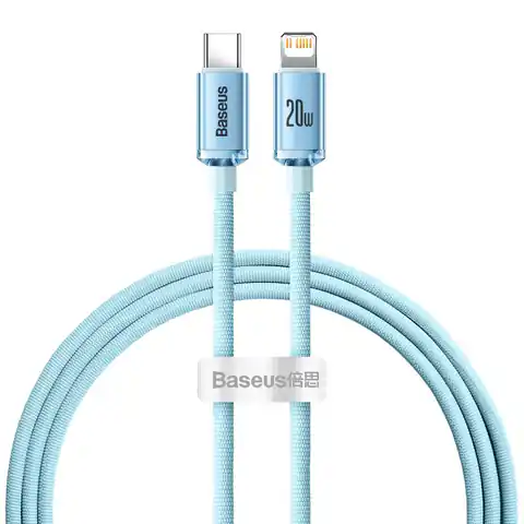 ⁨Baseus Crystal Shine Series USB Type-C - Lightning Quick Charge Power Delivery Cable 20W 1.2m Blue (CAJY001303)⁩ at Wasserman.eu
