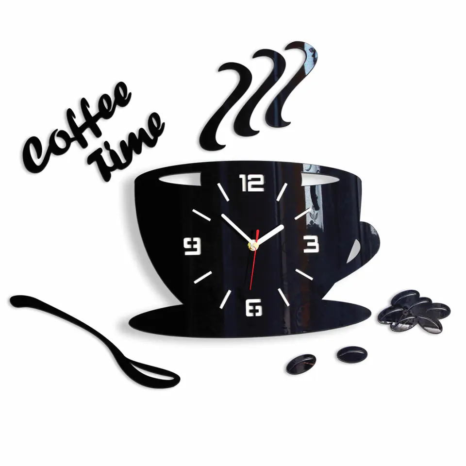 ZEGAR ŚCIENNY COFFEE TIME FILIŻANKA 3D w sklepie Wasserman.eu