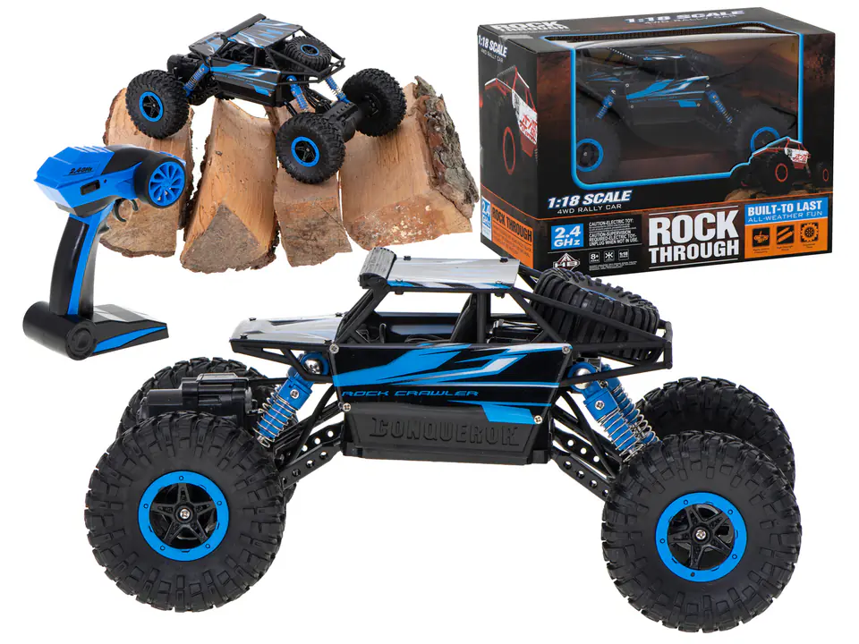 ⁨Samochód zdalnie sterowany na pilota RC Rock Crawler HB 2,4GHz 1:18 niebieski⁩ w sklepie Wasserman.eu